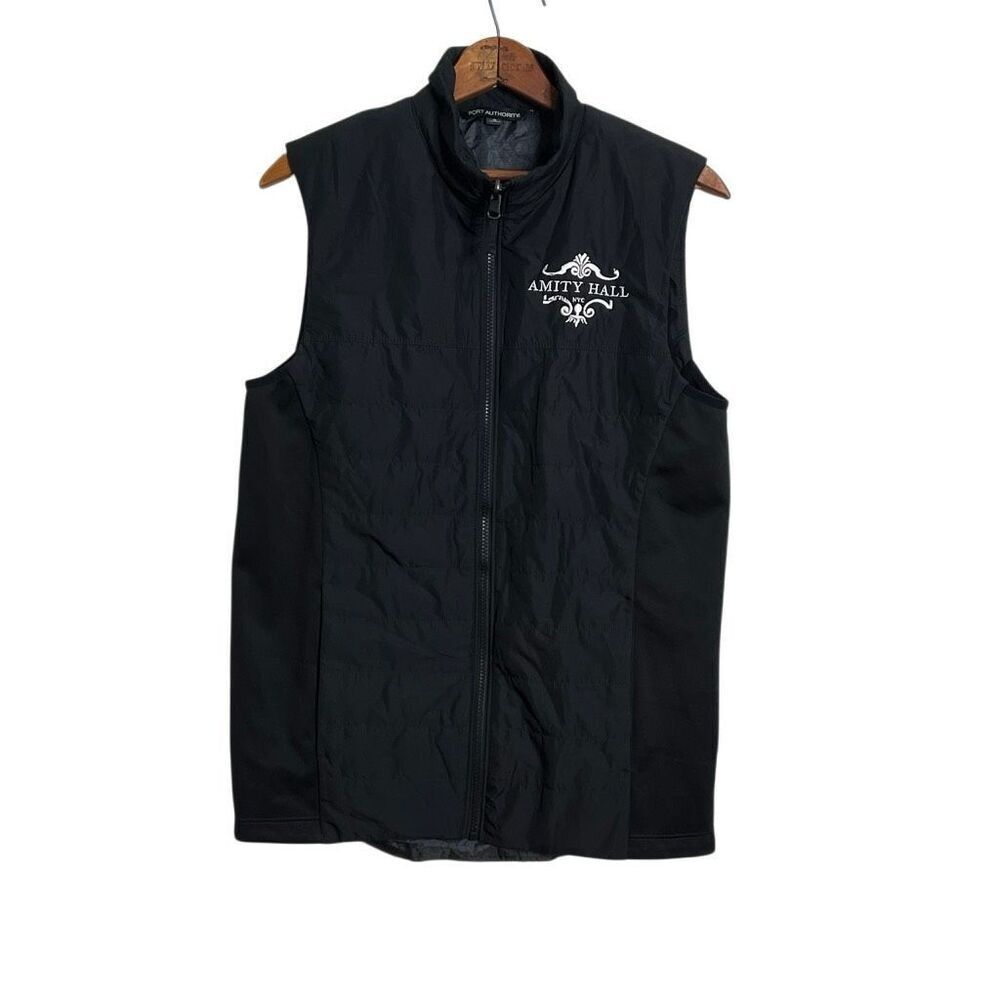 Port Authority NWOT Amity Hall NYC Full Zip Mock Neck Puffer Vest Black Small - Picture 2 of 9